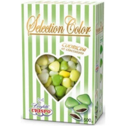 Confetti Cuoricini Mignon sfumati verde in confezione da 500 g di Crispo