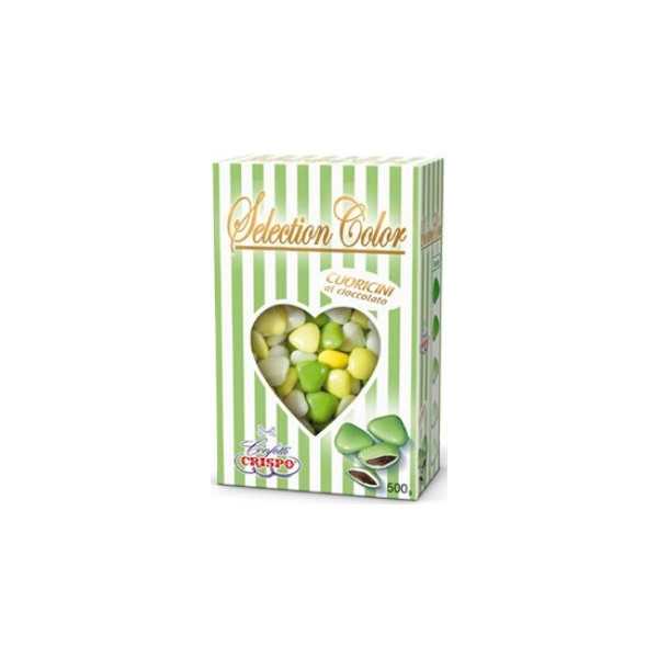 Confetti Cuoricini Mignon sfumati verde in confezione da 500 g di Crispo