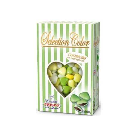 Confetti Cuoricini Mignon sfumati verde in confezione da 500 g di Crispo