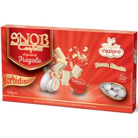 Confetti snob cioco-mandorla bianchi al gusto fragola da 500 g di Crispo Confetti snob cioco-mandorla bianchi al gusto fragola da 500 g di Crispo