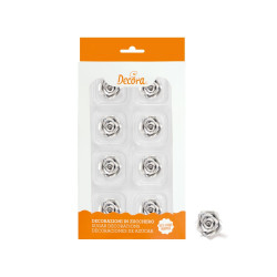 Set di 8 rose piccole argento per decorazioni in zucchero
