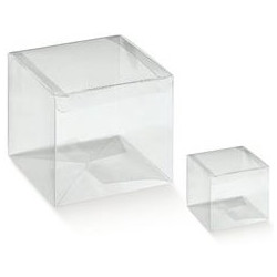 Scatola cubo portaconfetti trasparente in PVC, plastica morbida da 4 a 8 cm