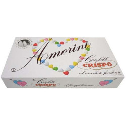 Confetti Cuore Amorini Bianchi 1Kg: cuore di cioccolato fondente e confettato da Crispo