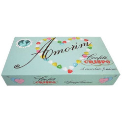 Confetti Cuore Amorini Celeste 1Kg Crsipo: cuore di cioccolato fondente e confettato da Crispo
