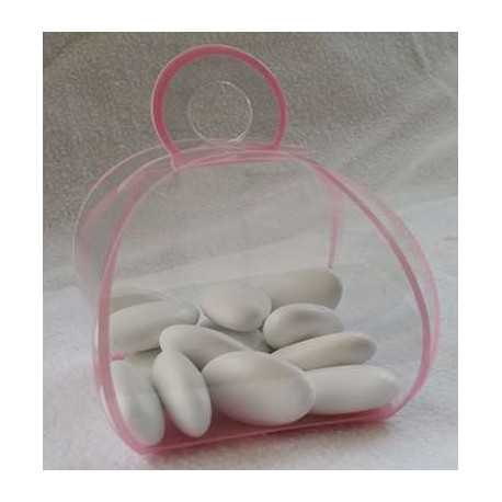 Scatola Tortina decorata rosa in PVC di base 6x6 cm ed altezza 8 cm in confezione da 24 pezzi Scatola Tortina decorata rosa in PVC di base 6x6 cm ed altezza 8 cm in confezione da 24 pezzi