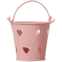 Mini Secchiello Rosa con decoro cuore, ideale portaconfetti bomboniera