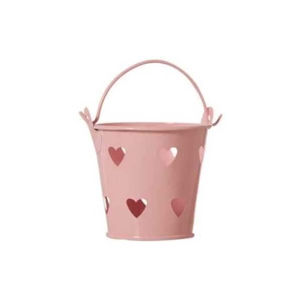 Mini Secchiello Rosa con decoro cuore, ideale portaconfetti bomboniera