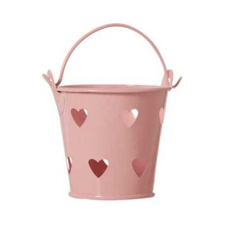Mini Secchiello Rosa con decoro cuore, ideale portaconfetti bomboniera Mini Secchiello Rosa con decoro cuore, ideale portaconfetti bomboniera