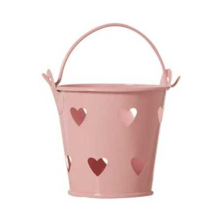 Mini Secchiello Rosa con decoro cuore, ideale portaconfetti bomboniera