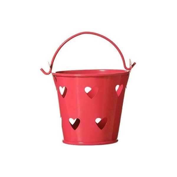 Mini Secchiello Rosso con decoro cuore, ideale portaconfetti bomboniera
