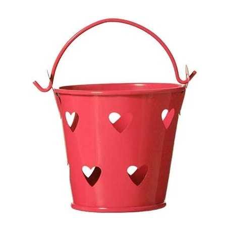 Mini Secchiello Rosso con decoro cuore, ideale portaconfetti bomboniera