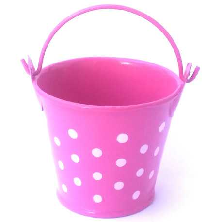 Secchiello fucsia con pois ideale portaconfetti bomboniera Secchiello fucsia con pois ideale portaconfetti bomboniera