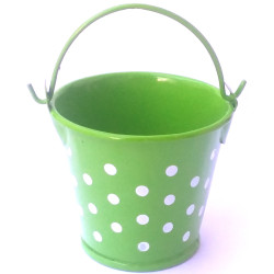 Secchiello verde con pois ideale portaconfetti bomboniera