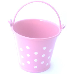 Secchiello rosa con pois ideale portaconfetti bomboniera