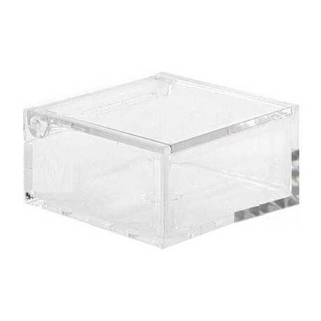 Scatola Quadrata portaconfetti in plexiglas di base 6 x 6 cm ed altezza 3 cm Scatola Quadrata portaconfetti in plexiglas di base 6 x 6 cm ed altezza 3 cm