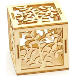 Scatolina portaconfetti in legno naturale albero da decorare cubo di lato 5,5 x 5,5 x 5,5 cm