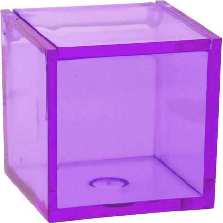 vendita Scatolina bomboniera a forma di Cubo per Porta Confetti 5x5x5cm in  plexiglas Viola Lilla Trasparente