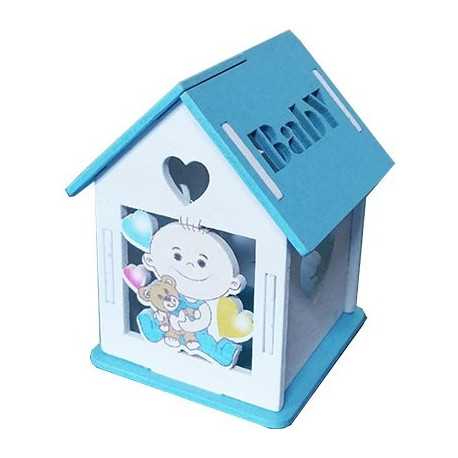 Scatolina portaconfetti in legno "Casetta" Nascita Bimbo Celeste Scatolina portaconfetti in legno "Casetta" Nascita Bimbo Celeste