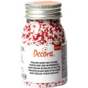 Perline di zucchero rosso e bianco 100 g da Decora
