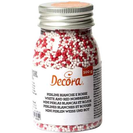 100 g Perline di zucchero rosso e bianco da 1,5 mm, per decorazione dolci da Decora 100 g Perline di zucchero rosso e bianco da 1,5 mm, per decorazione dolci da Decora