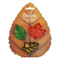 3 Taglia-biscotti foglie autunnali miste in plastica da Decora