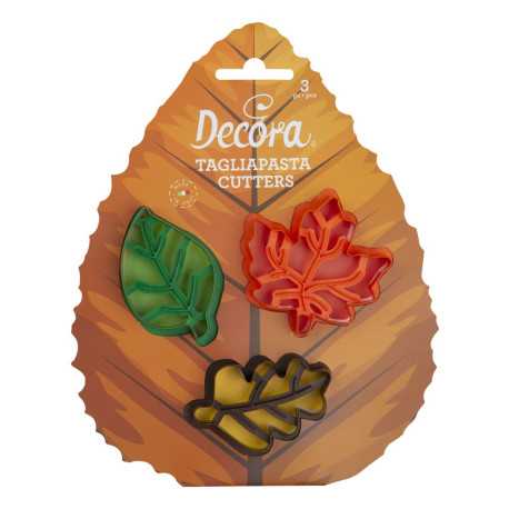 3 Taglia-biscotti foglie autunnali miste in plastica da Decora 3 Taglia-biscotti foglie autunnali miste in plastica da Decora