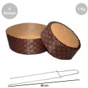 Kit Spillone 50 cm in acciaio con 5 Stampi Panettone Basso in cellulosa da 1 Kg