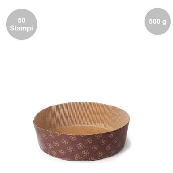 Set 50 stampi panettone basso da 500 g in carta forno, pirottini bassi per panettoni artigianali da 500 g