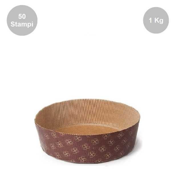 Set 50 stampi panettone basso da 1 Kg in carta forno, pirottini bassi per panettoni artigianali da 1 Kg