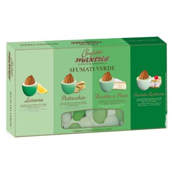 Maxtris Sfumati Verde 1 Kg, i cioco-mandorla, confetti verdi sfumati Maxtris