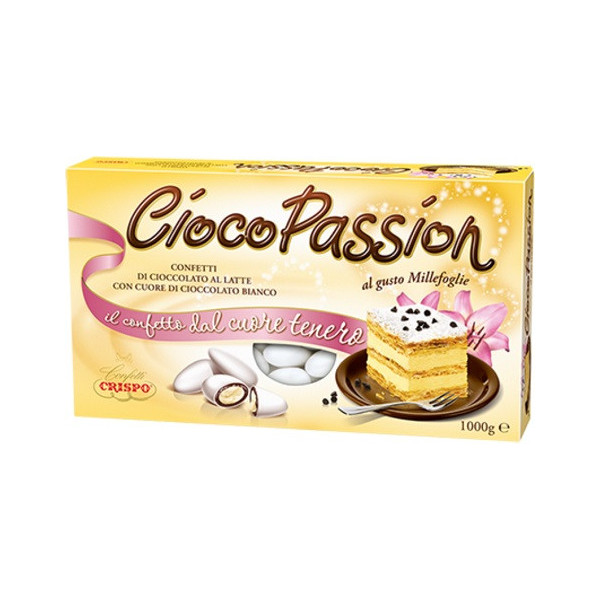 Ciocopassion millefoglie Crispo: 1 Kg di confetti bianchi ideali per confettata