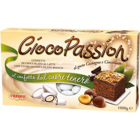 Ciocopassion castagna e cioccolato Crispo da 1 Kg: confetti bianchi ideali per confettata