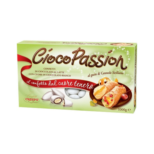 Ciocopassion cannolo siciliano Crispo: 1 Kg di confetti bianchi ideali per confettata