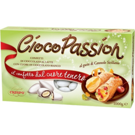 Ciocopassion cannolo siciliano Crispo: 1 Kg di confetti bianchi ideali per confettata