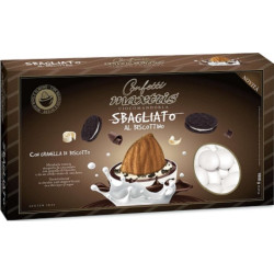 Maxtris Sbagliato al Biscottino confetti bianchi da 1 Kg: cioco-mandorla con granella di biscotto