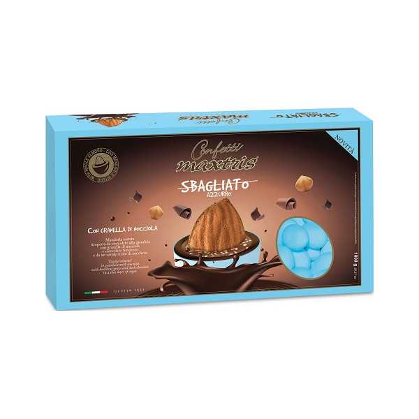 Maxtris Sbagliato Azzurro: ciocomandorla con granella di nocciola, azzurri da 1 Kg