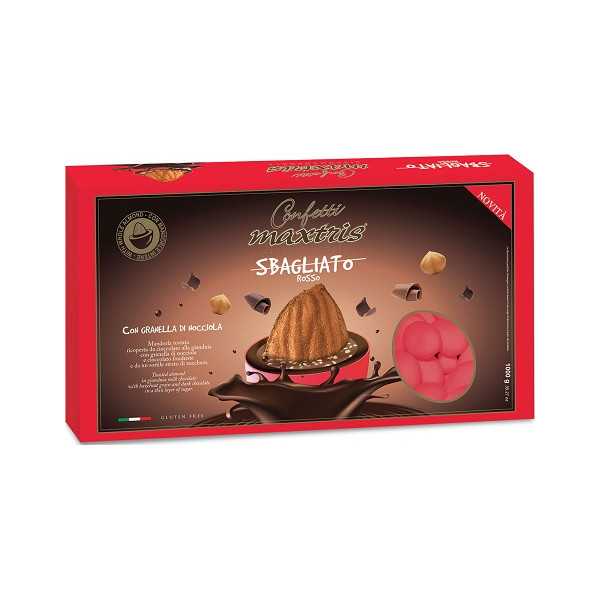 Maxtris Sbagliato Rosso: ciocomandorla con granella di nocciola, azzurri da 1 Kg