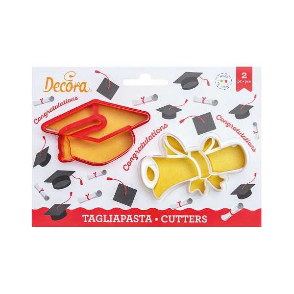 Set 2 tagliapasta Laurea 1 Tocco e 1 Pergamena in plastica da Decora