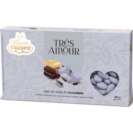 Confetti a Cuore Très Amour Lilla di Crispo in confezione da 1Kg Confetti a Cuore Très Amour Lilla di Crispo in confezione da 1Kg
