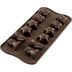Stampo cioccolatini Christmas Natalizi in silicone marrone da Silikomart