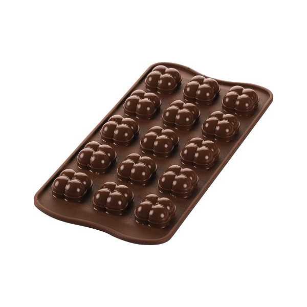 Stampo Cioccolatini Cubetti Tridimensionali di Sfere o Choco Game 3D in silicone marrone da Silikomart