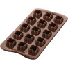 Stampo Cioccolatini Cubetti Tridimensionali di Sfere o Choco Game 3D in silicone marrone da Silikomart Stampo Cioccolatini Cubetti Tridimensionali di Sfere o Choco Game 3D in silicone marrone da Silikomart