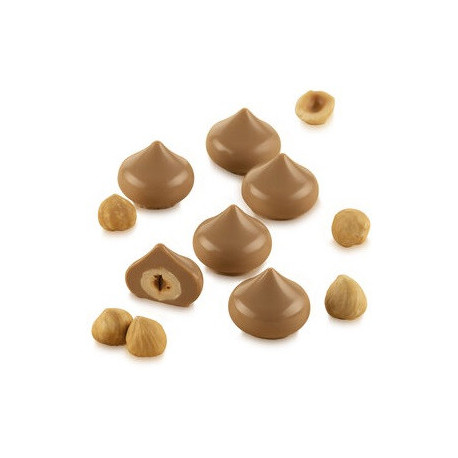 Stampo Cioccolatini Kiss 3D o Baci Tridimensionali in silicone marrone da Silikomart