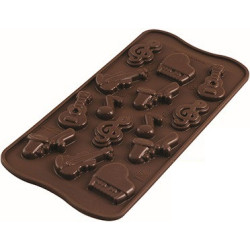Stampo cioccolatini tema musicale Choco Melody in silicone marrone di Silikomart