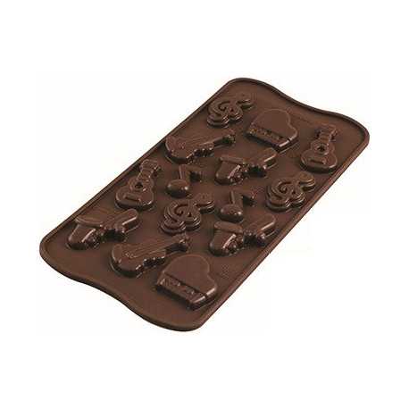 Stampo cioccolatini tema musicale Choco Melody in silicone marrone di Silikomart Stampo cioccolatini tema musicale Choco Melody in silicone marrone di Silikomart