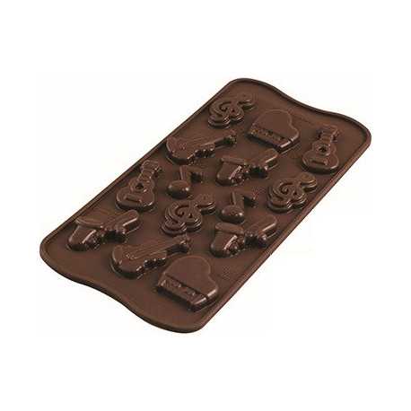 Stampo cioccolatini tema musicale Choco Melody in silicone marrone di Silikomart