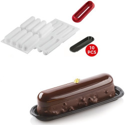 Kit Éclair 120 stampo in silicone per dessert lungo 13 cm con cutter e piattini da Silikomart