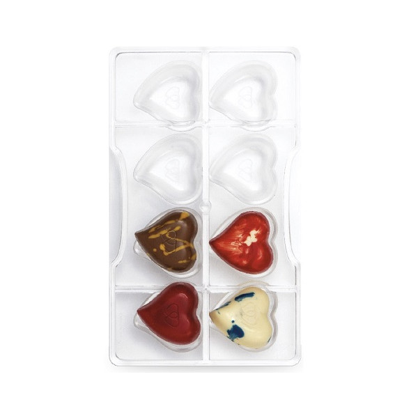 Stampo cioccolato cuore 8 cavità da 4 cm in policarbonato di Decora