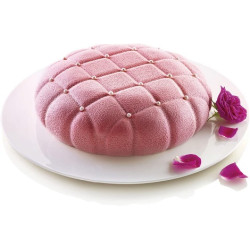 Eleganza Silikomart: stampo in silicone grigio per torta a trapunta tonda di ø22xh6 cm