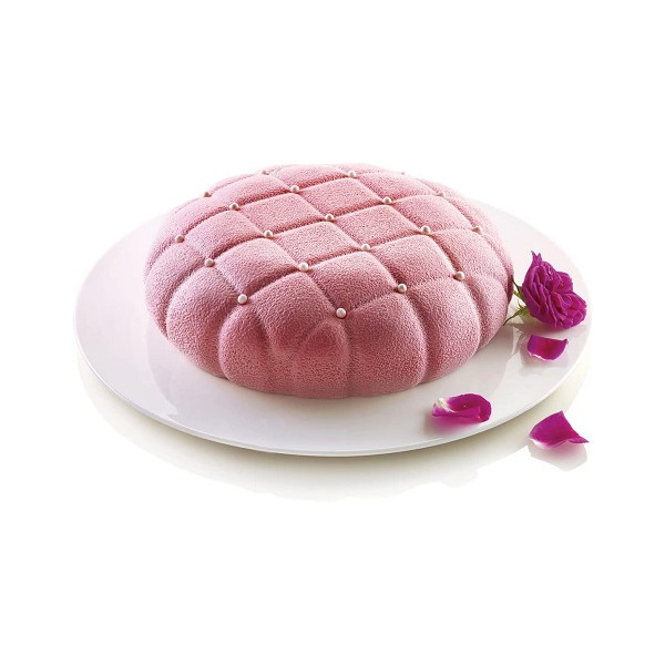Eleganza Silikomart: stampo in silicone grigio per torta a trapunta tonda di ø22xh6 cm
